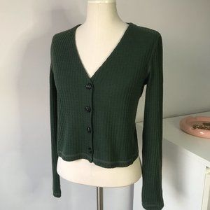 Abercrombie & Fitch Cropped Dark Green Cardigan